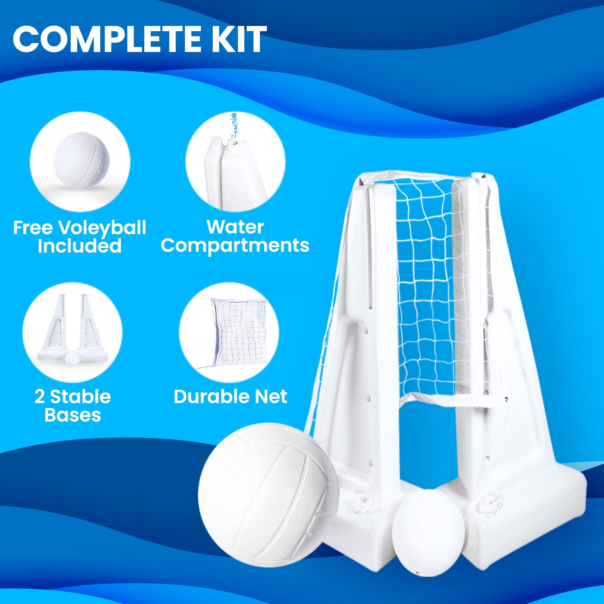 Open Box Inground Swimmng Pool 34 Inch Wide Volleyball Net Ball Game Set