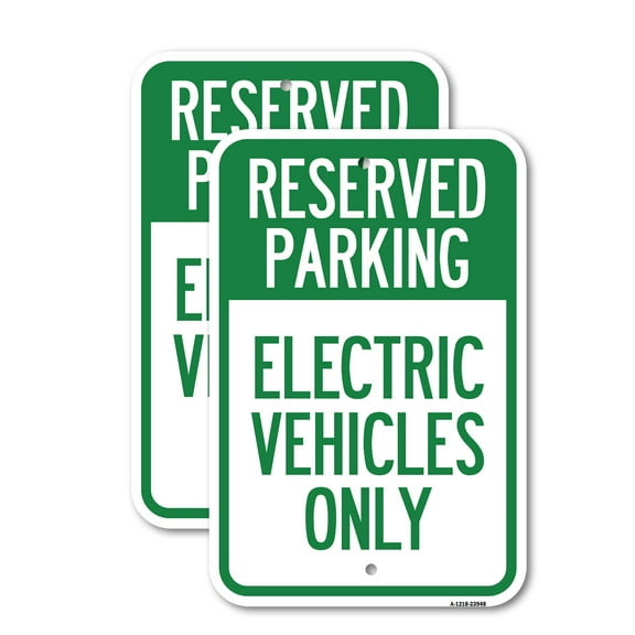 (2 Pack) For Electrical Cars Reserved Parking - Electric Vehicles Only | 18" X 24" Heavy-Gauge Aluminum Sign | Rust Free Aluminum, Weather Resistant, Waterproof, Fade Resistant, 2