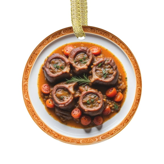 Osso Buco Italian Cuisine Food Lovers Foodie Novelty Holiday Christmas Ornament Xmas Tree Gift (Flat Design Printed on Ceramic, NOT 3D)