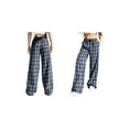 thumbnail image 3 of Women'S Plaid Leopard Print Straight Leg Pants Elastic Waist Y2K Trousers Bottoms with Pockets Blue&White Grid XL, 3 of 6
