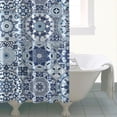 thumbnail image 4 of Blue Ethnic Geometric Pattern Shower Curtain 72"x72" ,Bathroom Decorative Shower Curtains Set with 12 Hooks,Modern Waterproof Washable Shower Curtain, 4 of 6