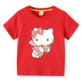 thumbnail image 3 of Camiseta de Hello Kitty para niños, ropa transpirable de verano de algodón de manga corta con cuello redondo y media manga con dibujos animados, 3 of 5
