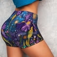 thumbnail image 4 of Daiia Cosmic Purple Irises Pattern Women's Workout Shorts Biker Shorts - High Waisted Workout Spandex Tummy Control Gym Running Yoga Shorts-X-Large, 4 of 8