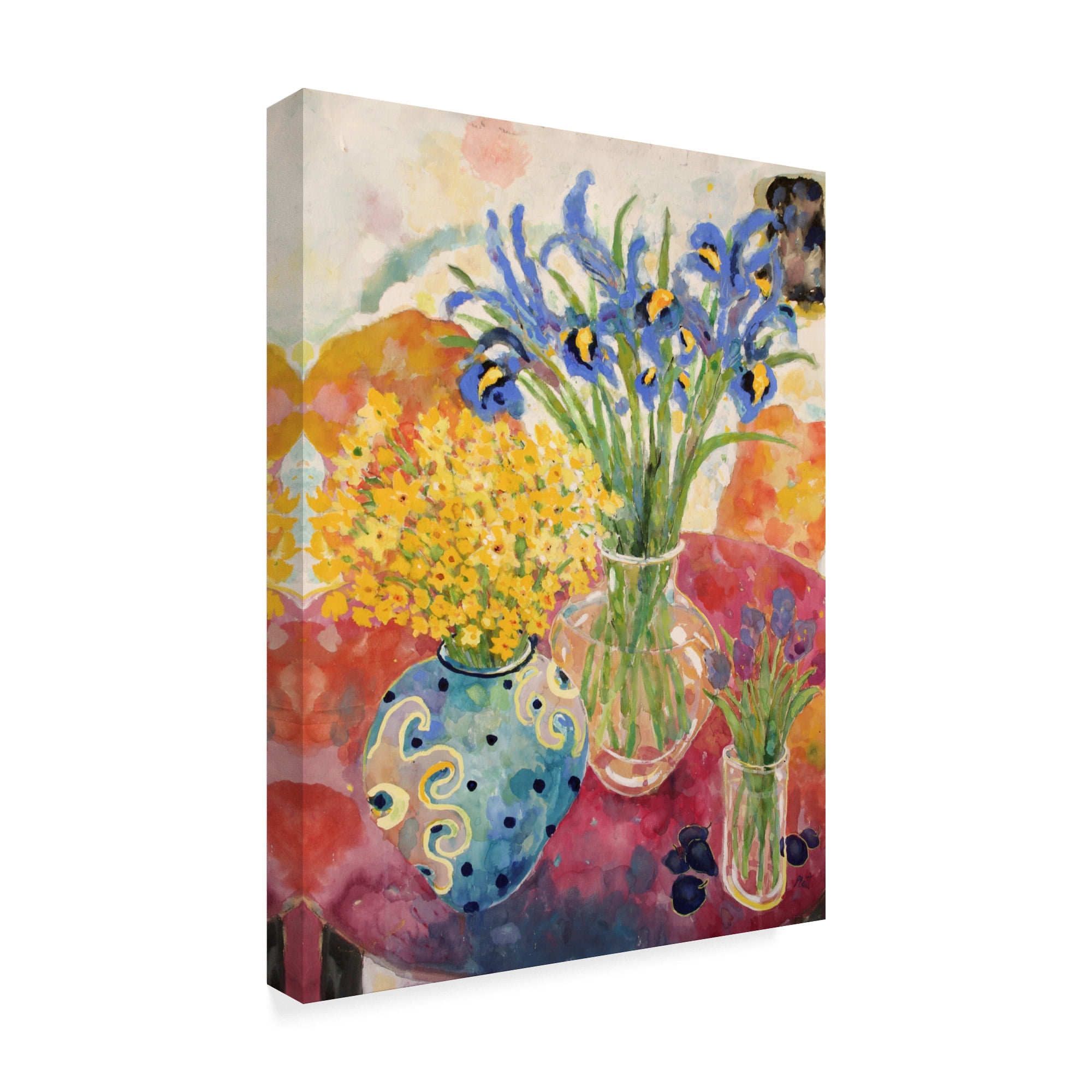 Trademark Fine Art 'Summer Flowers Blue Yellow' Canvas Art by Lorraine Platt