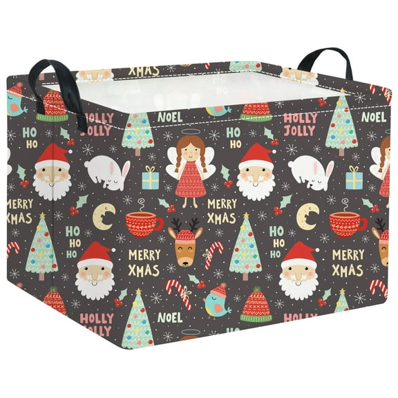 Haomeiliy Rectangular Halloween Basket for Boys and Girls Kids Trick or Treat Pumpkin Basket for Halloween Parties Cute Storage Bin Organizer Box Room Decor(Grey Christmas)