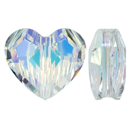 - Swarovski Crystal, #5741 Love Heart Bead 12mm, 2 Pieces, Crystal AB