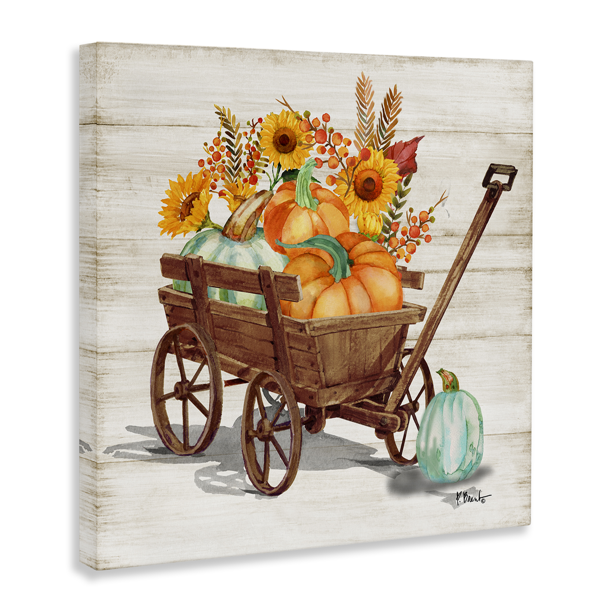 Stupell Industries Farm Harvest Wagon Botanical & Floral Painting Gallery Wrapped Canvas Art Prints Wall Art, 30 x 30