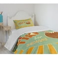 thumbnail image 4 of Ambesonne Tiki Bar Quilted Bedspread Set 2 Pcs, Aloha Fun Party, Twin Size, Almond Green Orange, 4 of 6