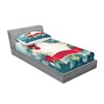 thumbnail image 2 of Ambesonne Christmas Fitted Sheet & Pillow Sham Set, Santa Star Snowflake, Twin, Red White, 2 of 2