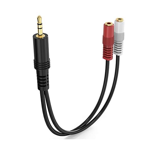 wonima44 3.5mm Stereo to Dual Mono Cable, 6inch 1/8" TRS Male to 2 TS Mono Female Adapter Gold-Plated Connector Audio Y Splitter Cord for Headphone, Speaker
