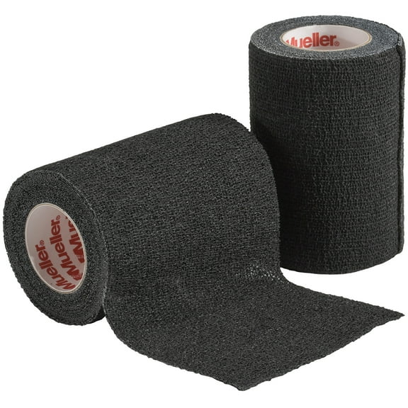 Mueller Self-Adhering Sports Wrap, Stretchable, Black, 3" x 6 yd
