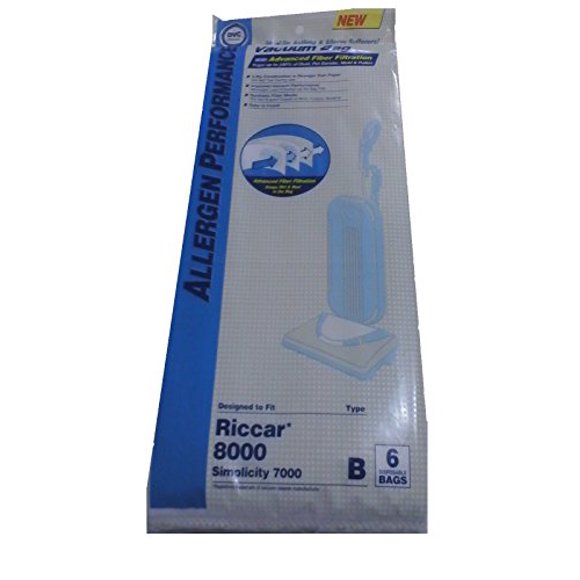 Riccar 8000 Series Type B HEPA Filtration Bags, 6 Pack.
