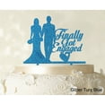 thumbnail image 1 of Finally Got Engaged Wedding Cake Topper Glitter Turquoise Blue Cake Topper Color Option Available 6-7 Inches Wide, 1 of 1