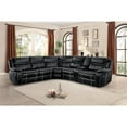 thumbnail image 2 of Lexicon Bastrop 3-Piece Traditional Wood & Faux Leather Sectional Set in Black, 2 of 5