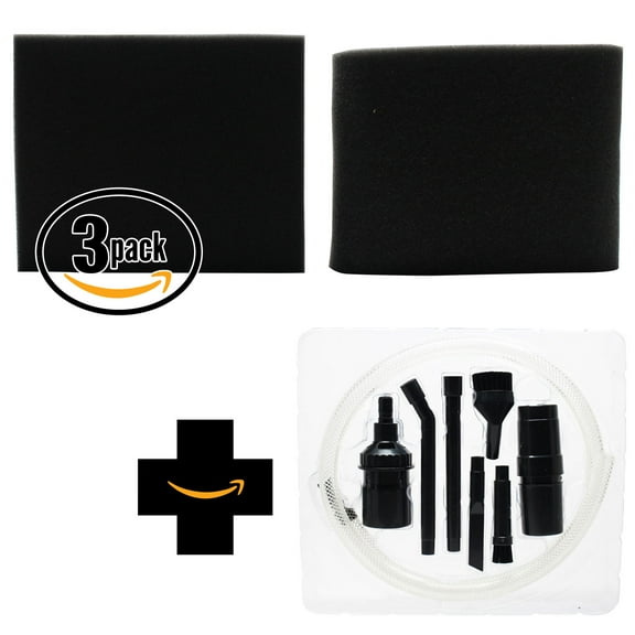 3-Pack Replacement Bissell Clean View II Bagless 3576 Upper Tank and Pre-Motor Filter with 7-Piece Micro Vacuum Attachment Kit - Compatible Bissell 3093 Pre Filter