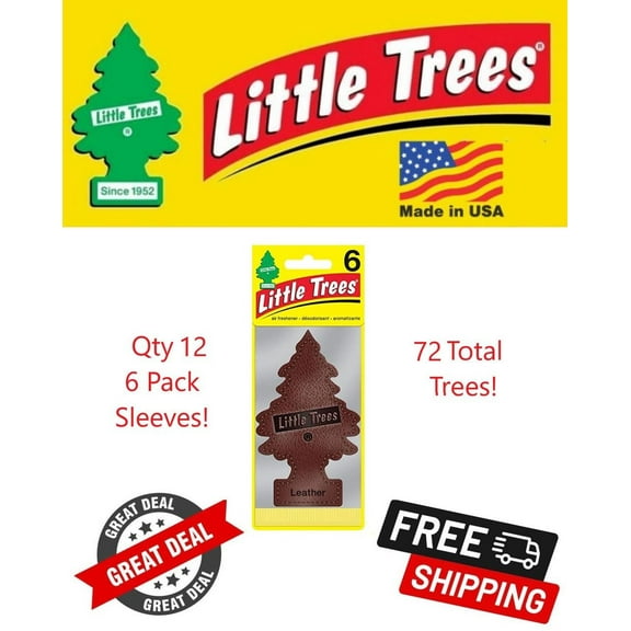 Little Trees 60290 Leather Scented Hanging Air Freshener for Car & Home 72 Pack!