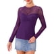 thumbnail image 4 of INSPIRAR CHIC Blusa de Mujer de Manga Larga de Malla Transparente Cuello Redondo Doble Capa para Fiesta Club Tops Transparentes M Morado Oscuro, 4 of 6