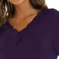 thumbnail image 5 of Lovskoo 2024 Women's Satin Lace Sleepwear V Neck Short Sleeve Nightgown Sleepwear Dress Purple, 5 of 9