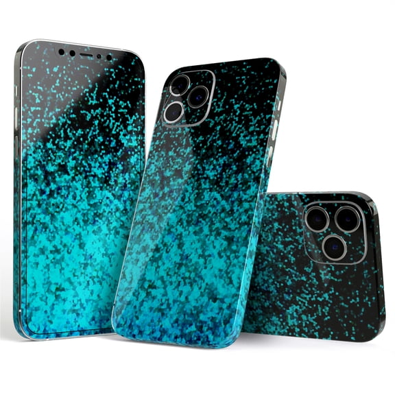 DesignSkinz Black and Turquoise Unfocused Sparkle Print Full-Body Skin Decal Wrap Cover for iPhone 16