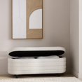 thumbnail image 3 of Bouclair Oatmeal Fabric Ottoman with Storage, 3 of 7