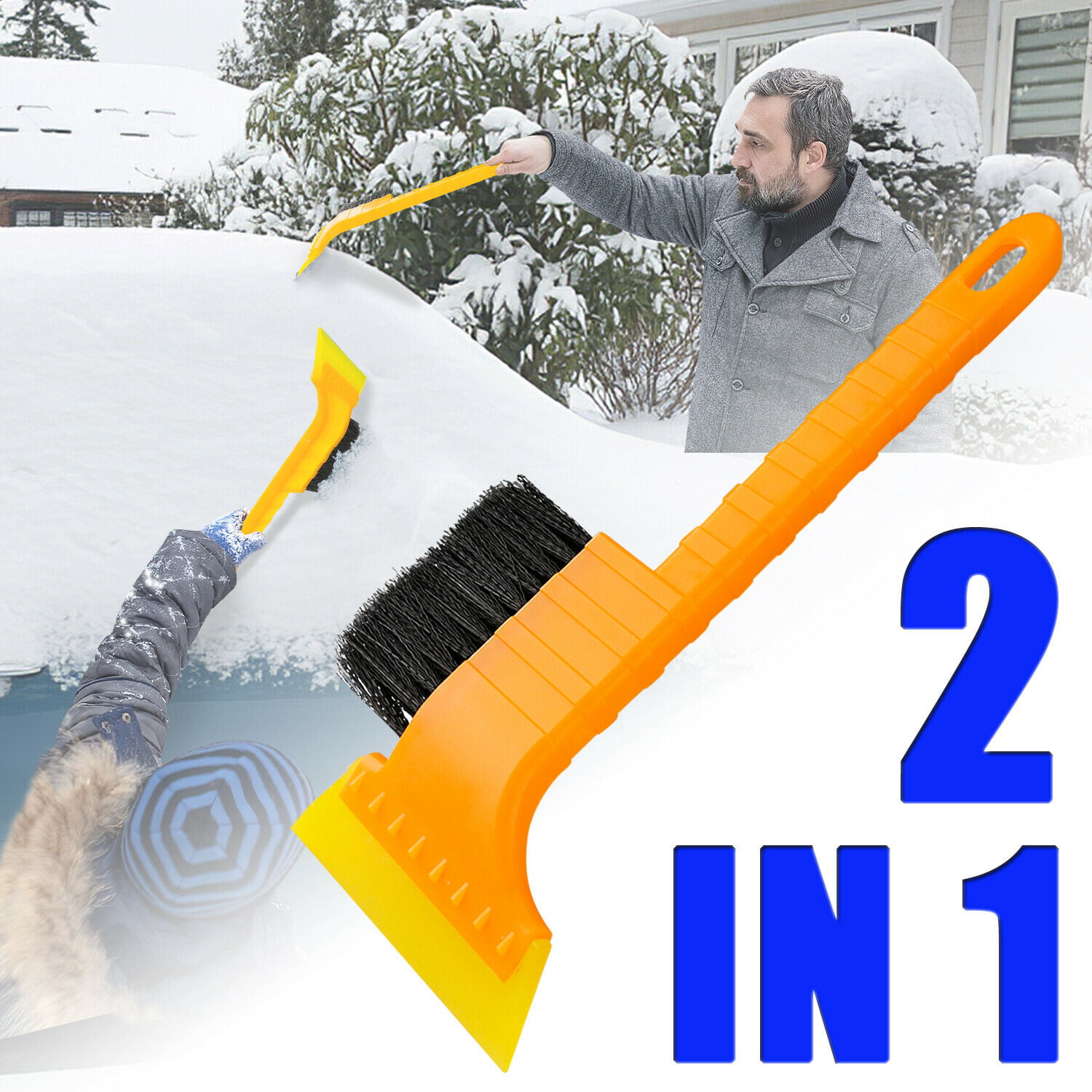 Car Vehicle Ice Scraper Snow Remover Frost Brush Broom Cleaner Window Windshield 