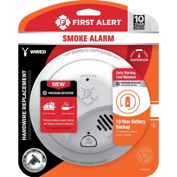First Alert Interconnect Hardwired Smoke Alarm with 10-Year Battery Backup, 1 pk