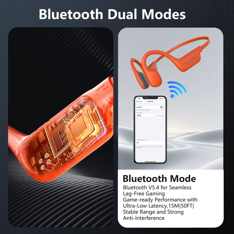 AKKHOO X13 Open-Type Bone Conduction Bluetooth Headphones，Bone