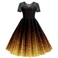 thumbnail image 1 of Pompotops Robe Midi Sans Manches à Rayures Décontractée pour Femmes, Col Halter, Froncée, Taille Nouée, T-Shirt d'Été, 1 of 5