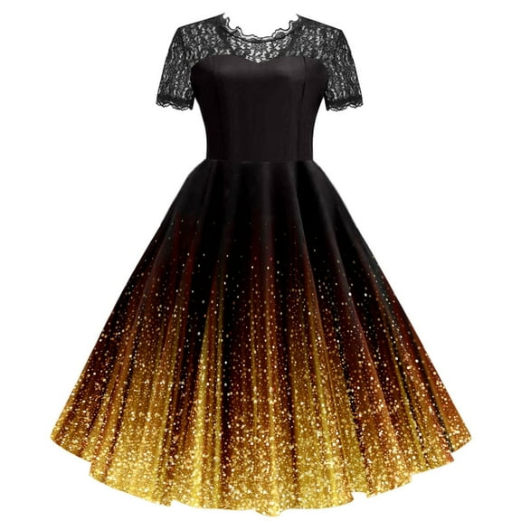 Women Dresses Clearance,Ladies Sleeveless Vintage 1950s Dresses Elegant Housewife Evening Party Prom Dress Retro Swing Work Office Dress Plus Size A Line Flared Swing Wedding Guest Dress