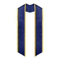 Endea Graduation Navy Blue/Gold Plain Graduation Stole with Trim Color Angled End