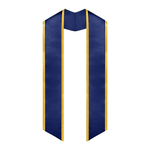 Endea Graduation Navy Blue/Gold Plain Graduation Stole with Trim Color  Angled End