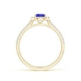 thumbnail image 2 of ANGARA Natural Oval Tanzanite Halo Ring with Diamond Accents in 14K Yellow Gold for Women (Size-7x5mm) | December Birthstone, Birthday, Anniversary, Jewelry Gift for Women | Natural Tanzanite Ring, 2 of 9