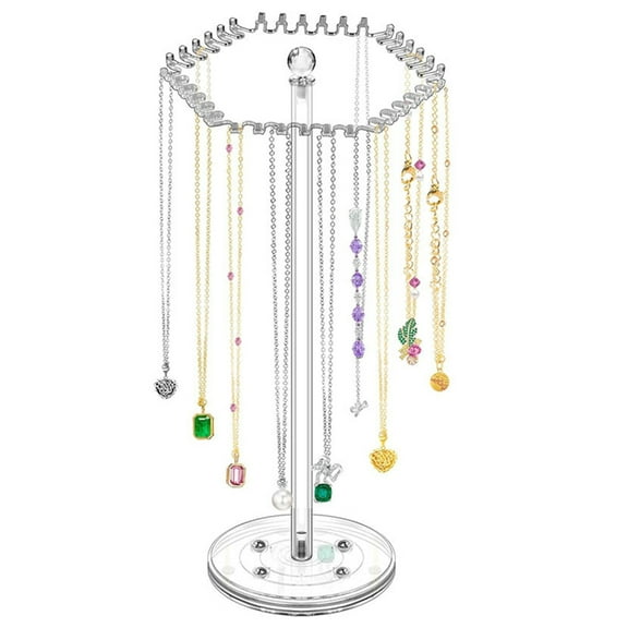 Necvior Versatile Necklace Holder Shelves Rotating Designed Necklace Holder Space Efficient Clear Acrylics Neck Chain Rack