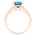 thumbnail image 4 of 2.3 ct Round Cut Simulated Turquoise Solitaire with Accents Engagement Ring for Women in 18K Rose Gold, 4 of 5