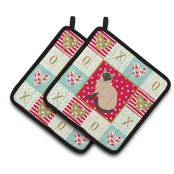 Siamese Traditional Cat Love Pair of Pot Holders