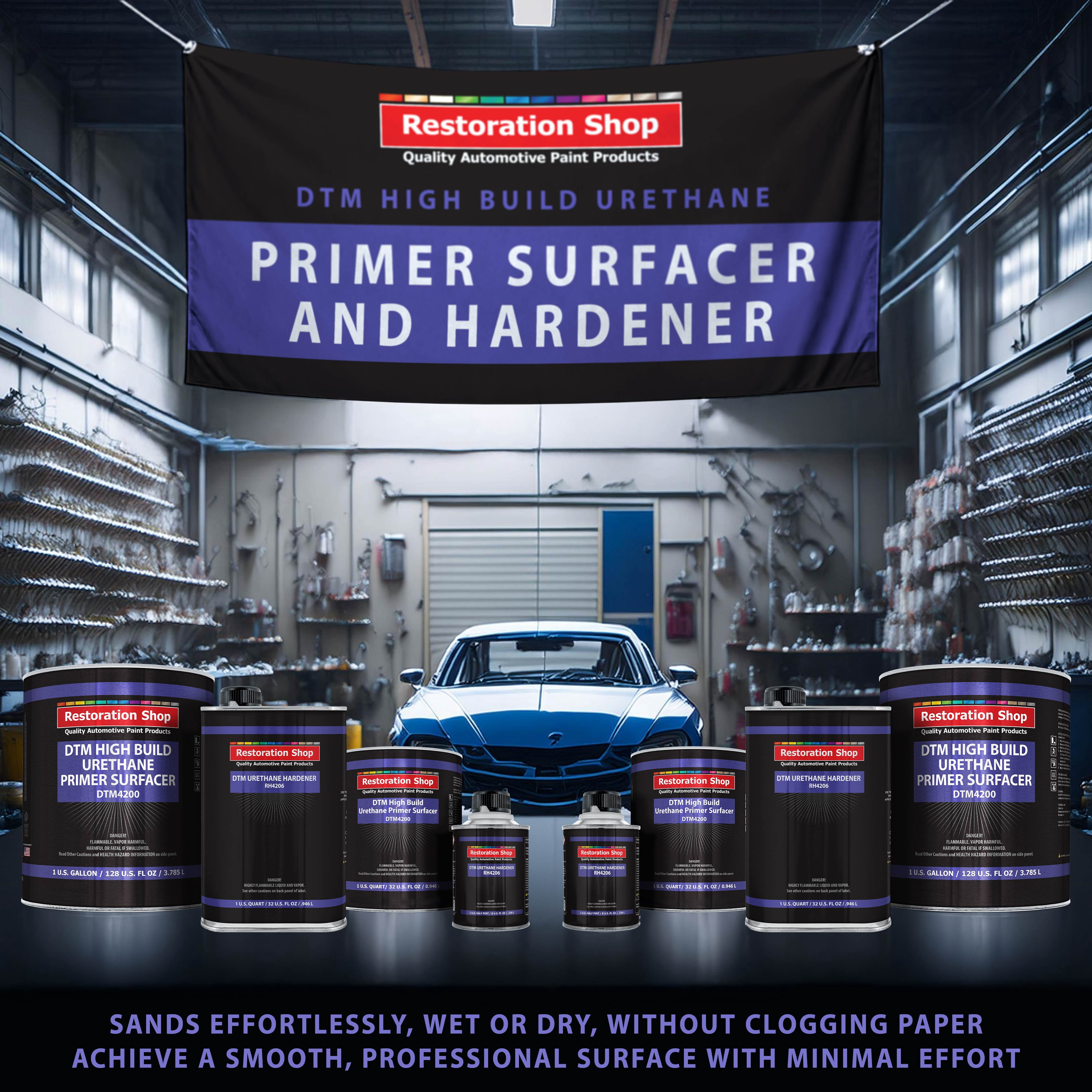 1.25 Gallon 2K High Build Primer Automotive Paint Kit - 1 Gal. Gray Urethane Primer Surfacer, 1 Qt Hardener, 4:1 Mix Ratio - Professional Auto Car Refinish Coating - Auto Body Repair