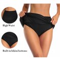thumbnail image 3 of TOWED22 Swim Shorts Women Women's Swim Skirt High Waisted Bathing Suit Skirt Bikini Bottoms For Women Swim Shorts For Women,Black, 3 of 5