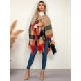 thumbnail image 4 of Women'S Wraps Open Front Travel Poncho Cape Warm Oversized Plaid Sweaters Casual Cardigan Shawls Yellow One size, 4 of 9