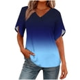thumbnail image 2 of BRGZLK Womens Short Sleeve Tops Fashion Trendy T Shirts V Neck Summer 2026 Casual Ruffle Loose Tees, 2 of 6