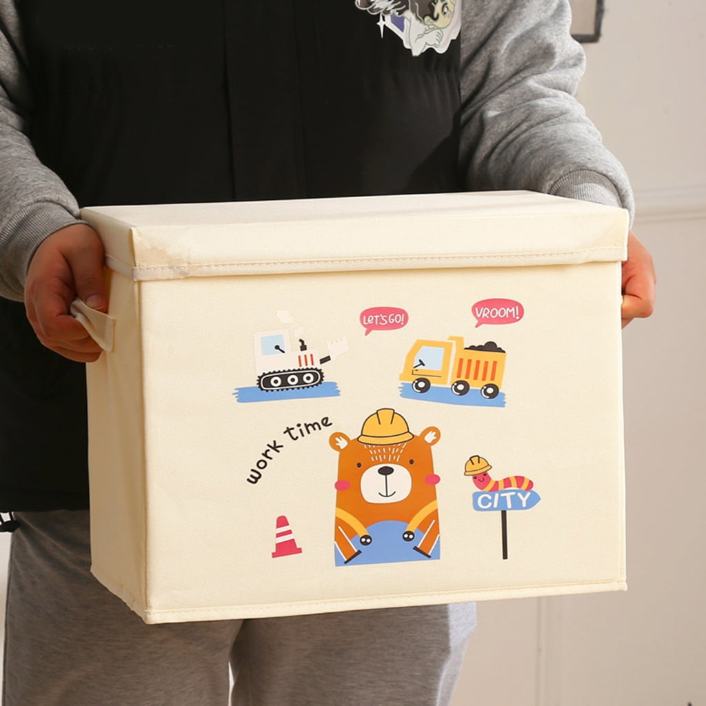 Foldable Kids Bedroom Storage Solution Foldable Toy Box With HandlesAn1ma1Themed Toy Organization Bins