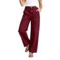 thumbnail image 6 of Tsivenald Womens Cargo Jeans High Waist Multi Utility Pockets Loose Straight Leg Classic Denim Workwear Trousers, 6 of 8