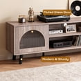 thumbnail image 4 of Ktaxon Modern LED TV Stand with 2 Fluted Arched Doors, 63" Entertainment Center Media Gaming Console for 55/60/65" TVs with RGB Lighting, Washed Gray, 4 of 12