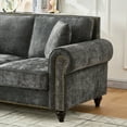 thumbnail image 7 of Newest 63" Modern 2-Seater Sofa with Rolled Arms,Chenille Upholstered Couch with Wood Legs , Nailhead Trim for Living Room, Apartment,Gray, 7 of 7