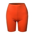 thumbnail image 2 of A2Y Women's Basic Solid Premium Cotton Mid Thigh High Rise Biker Bermuda Shorts Orange L, 2 of 5