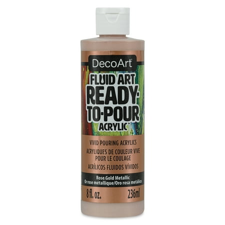 UPC: 0766218136862 | DecoArt Fluid Art Ready-To-Pour Acrylic – Rose Gold (Metallic)  8 oz Bottle