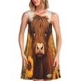 thumbnail image 1 of Fotbe Countryside Sunflower Cow Vestido de Verano sin Mangas para Mujer – Vestido Midi Línea A, Estilo Camiseta Floral, Vestido Playero Casual y Fluido, 1 of 7