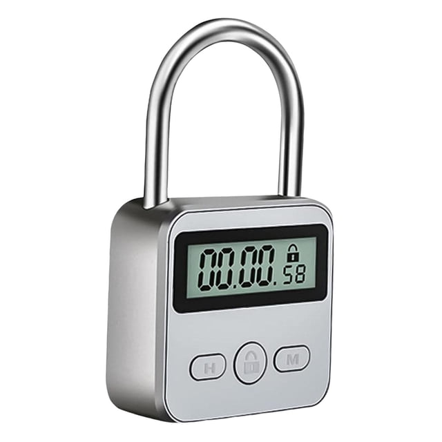 Pantalla LCD Multifunción Sunnimix Electronic Time Metal Timer Lock Adult Habit Argent Bloqueo de temporizador