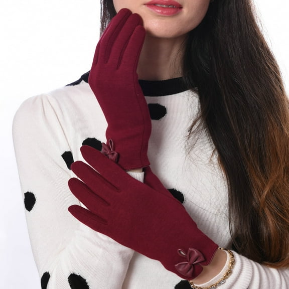 DEBRA WEITZNER Driving Gloves Touchscreen Winter Glove for Women Cotton Burgundy