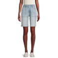 thumbnail image 3 of Time and Tru Women's High Rise Denim Utility Bermuda Short, 3 of 6
