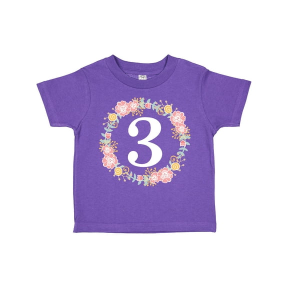 Inktastic 3rd Birthday Rose Wreath Girls Girls Toddler T-Shirt